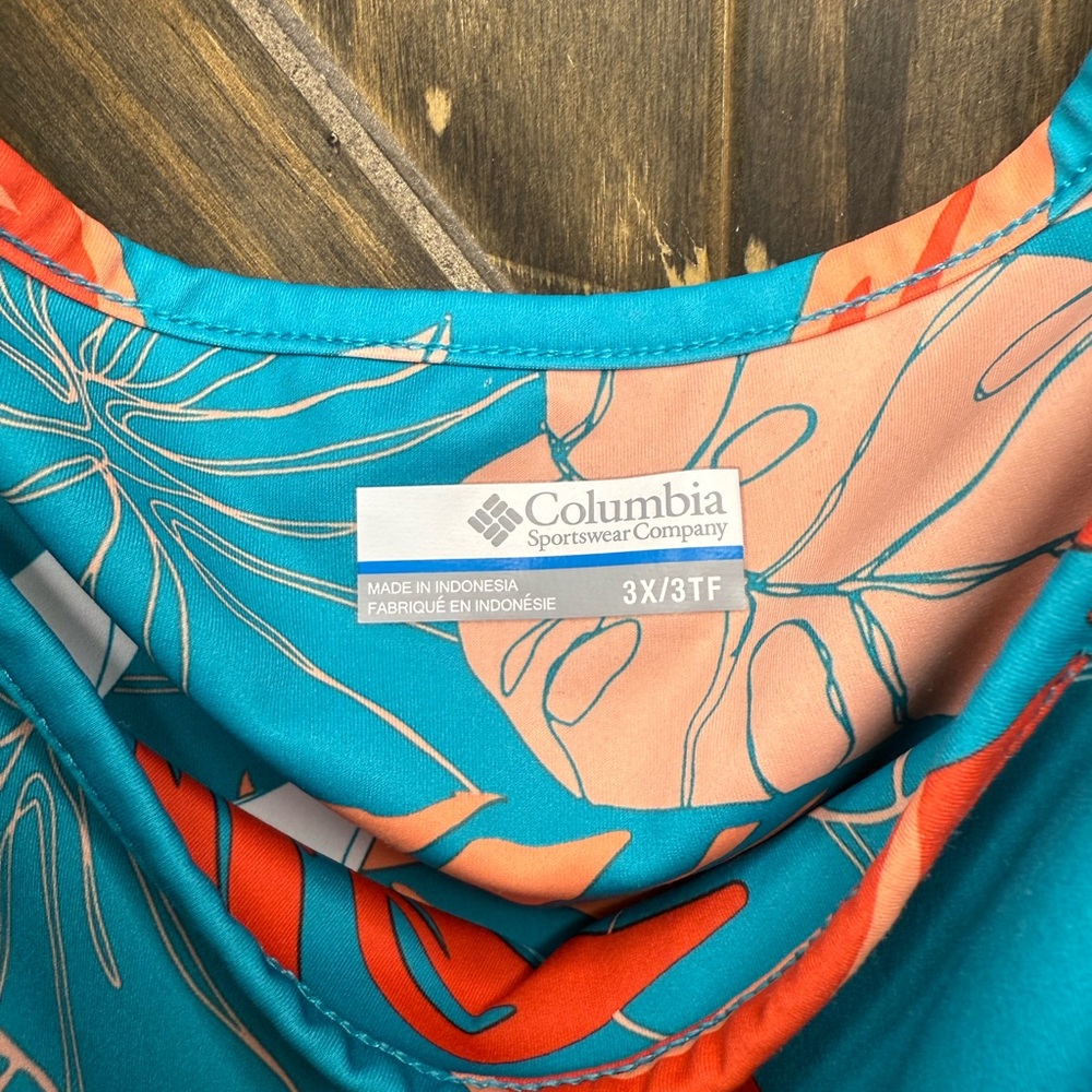 Columbia Blue and Orange Mini Dress with A-line Silhouette - Picture 2 of 4